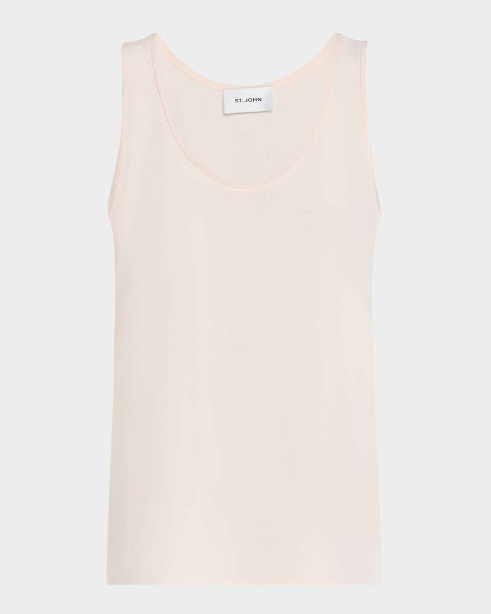 Scoop-Neck Silk Crepe De Chine Tank Top